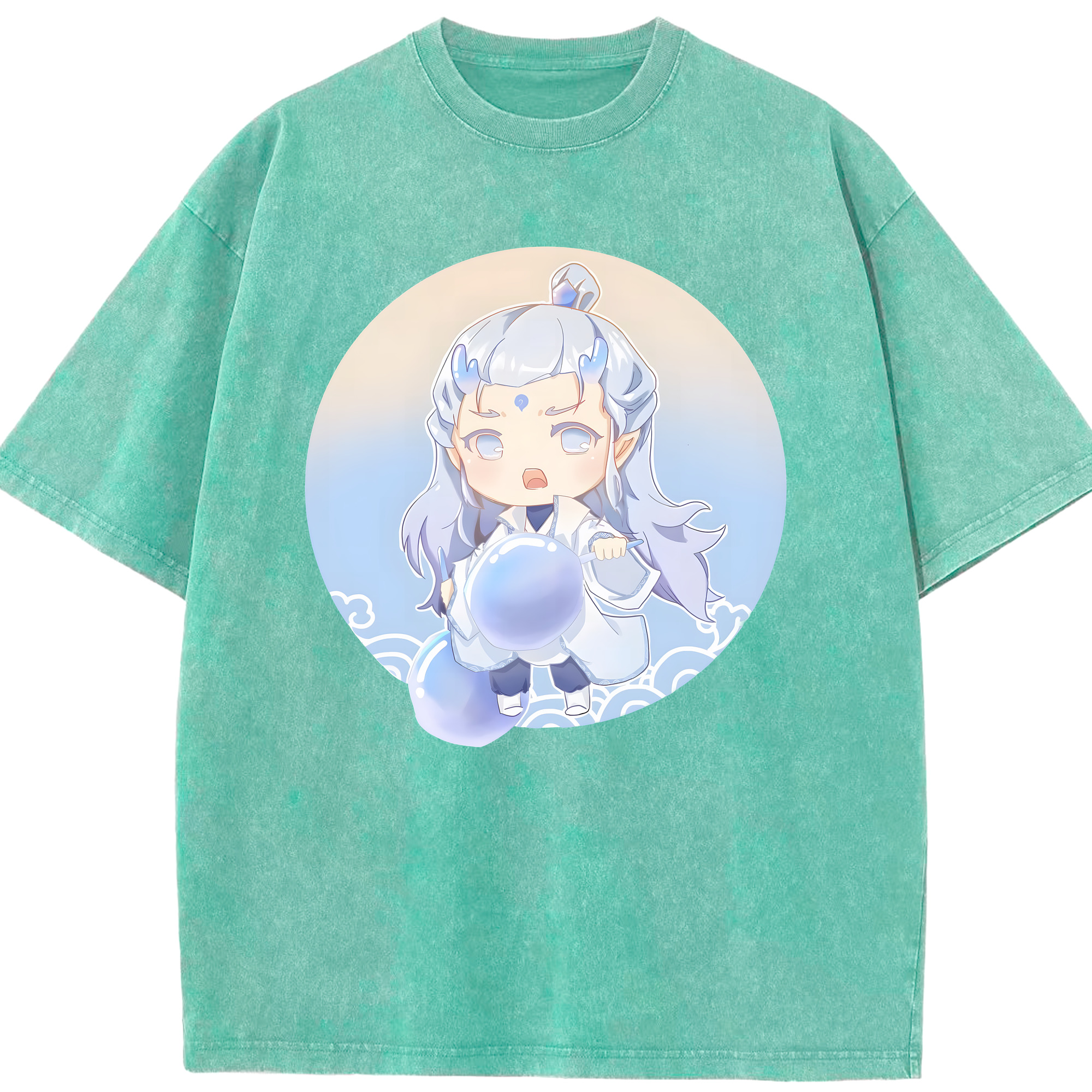 （画像用） Ne Zha 2 ナタ 魔童の大暴れ 綿100% ヴィンテージ風 半袖Tシャツ（フロントプリント）